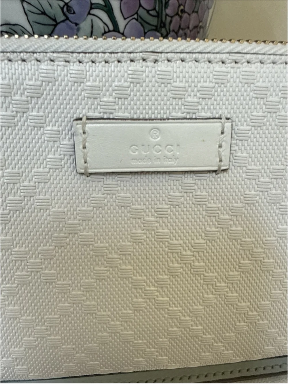 Gucci Diamante White Long Cosmetic Bag Clutch Leather Women's GUCCI Logo
